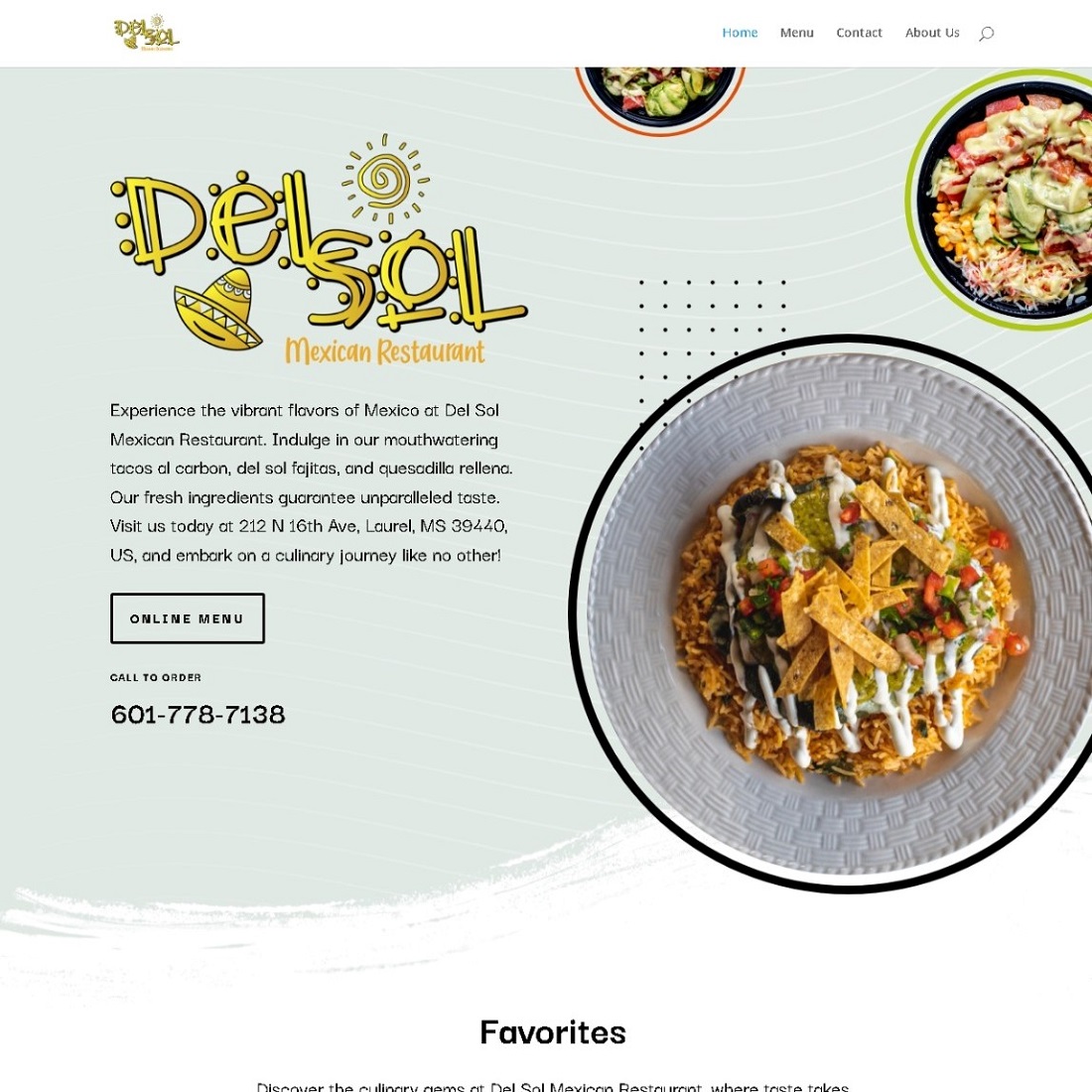 An image of a website created by Radiant Promotion showing a plate of mexican food