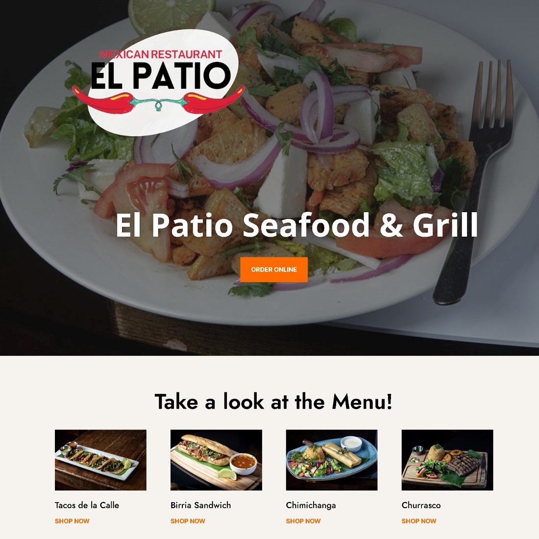 Image of a website created by Radiant Promotion showing a plate of seafood