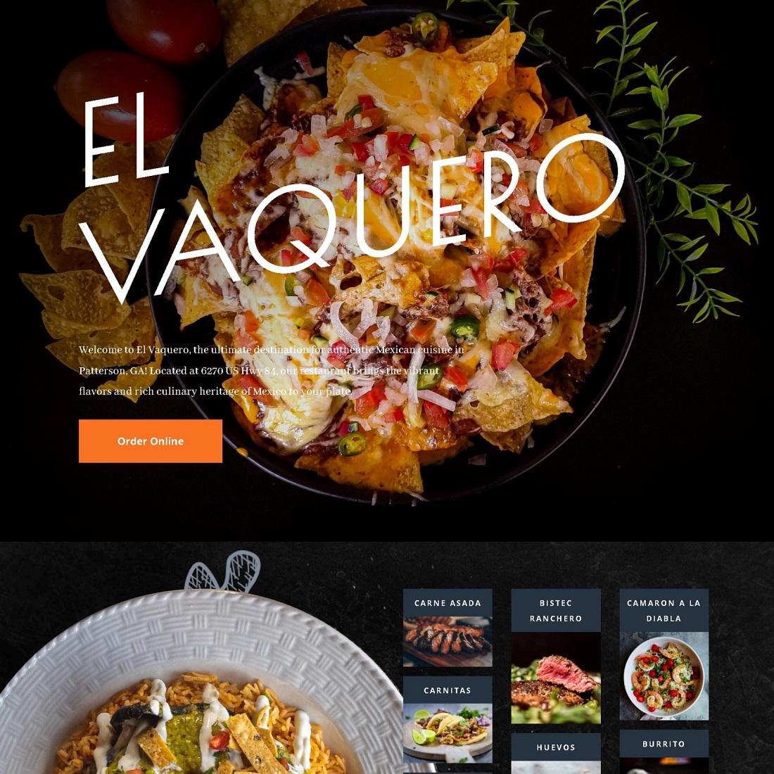 Image of El Vaquero Website , a mexican restauranta designed by Radiant Promotion